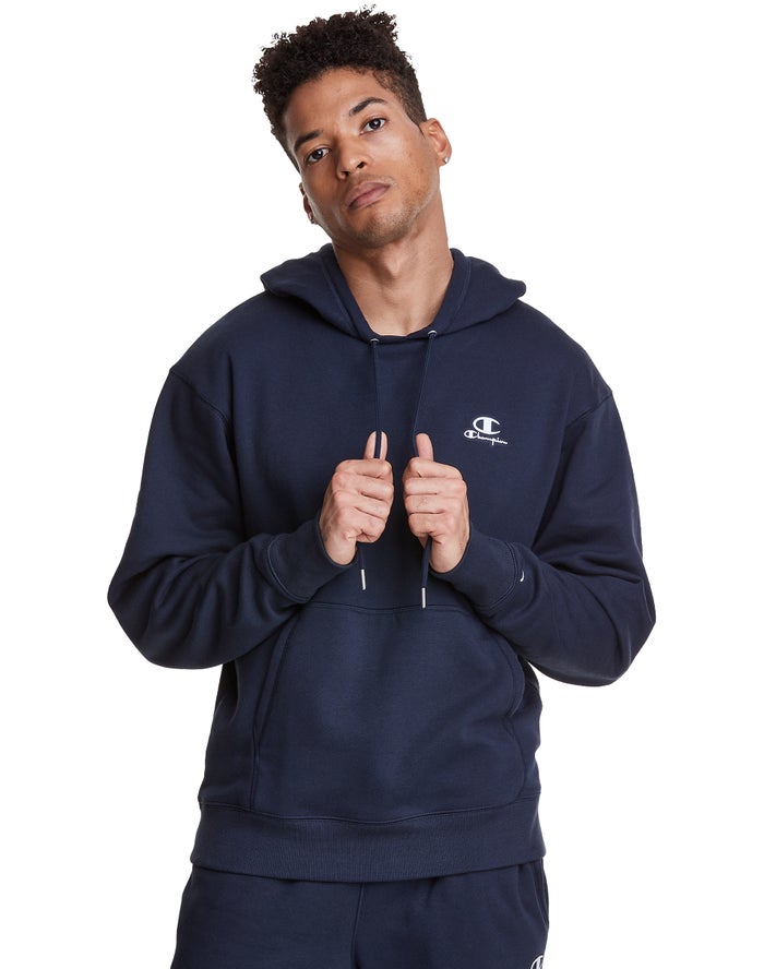 Sudadera Con Capucha Champion Hombre - Classic Fleece Embroidered Applique Logo ( Azul Marino ) 5637